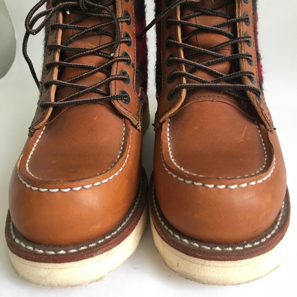 Red Wing x Woolrich Boots Collaboration Brown Classic Work Boot Plaid - Picture 7 of 14